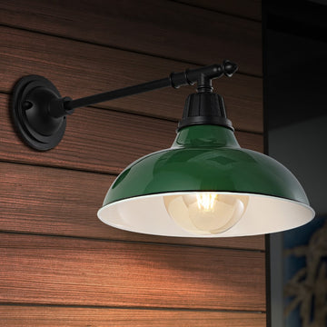 Wallace 12.25" Farmhouse Industrial Indoor/Outdoor Iron LED Victorian Arm Outdoor Sconce